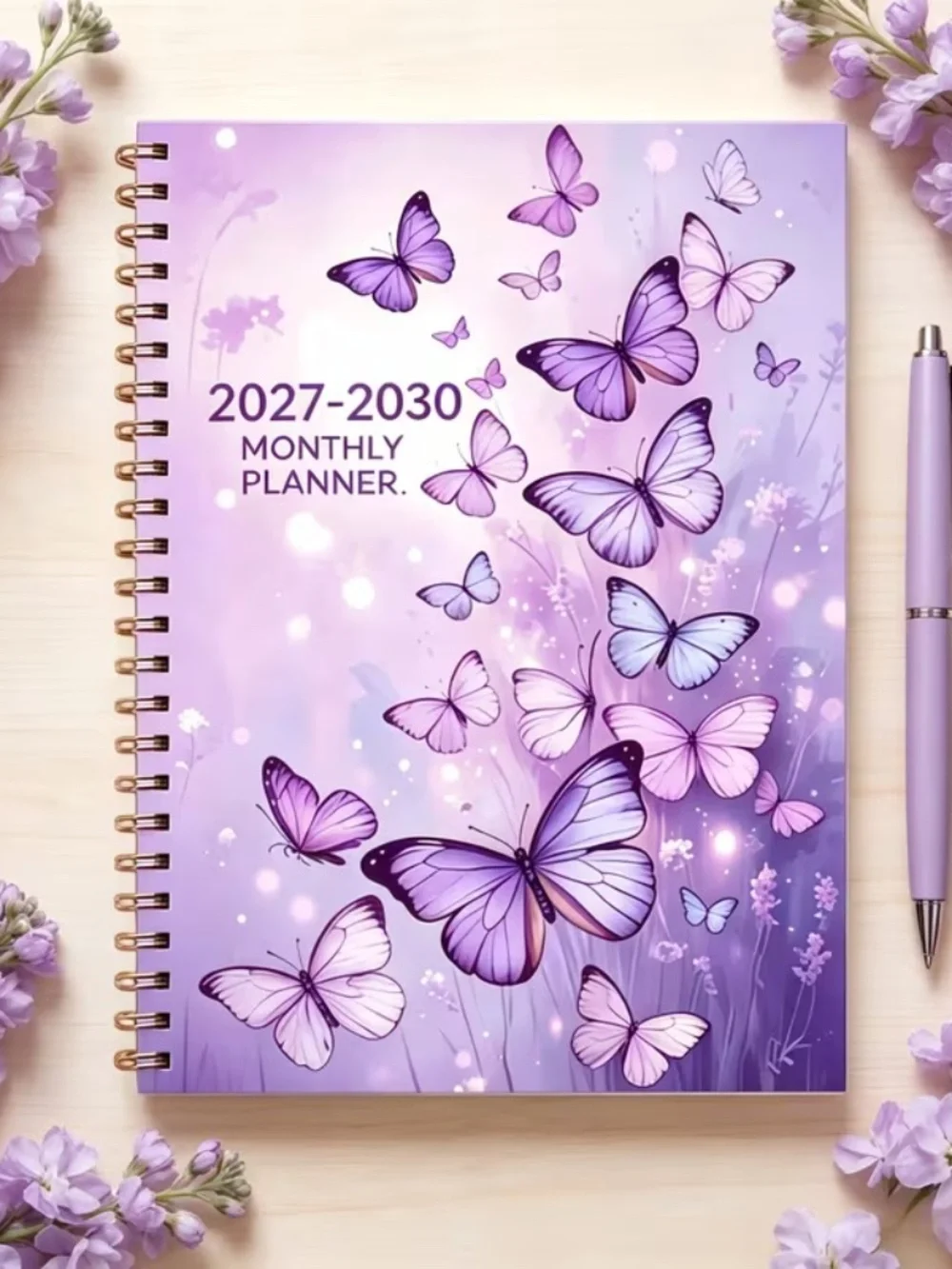2027-2030 Butterfly Monthly Planner Spiral Bound 4 Year Calendar